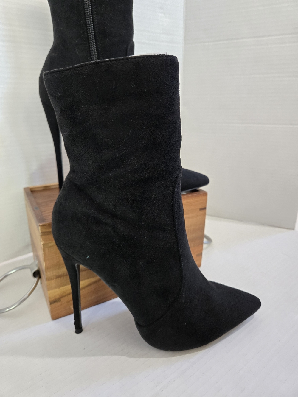 PrettyLittleThing Black Pointed Stiletto Ankle Boots